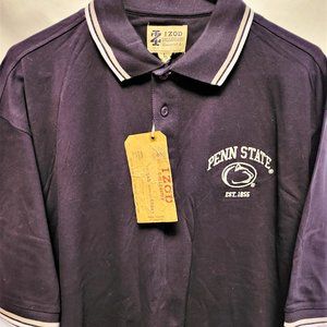 NWT Men Polo Top Penn State "U" Size L IZOD College 46842 Blue Official Licensed